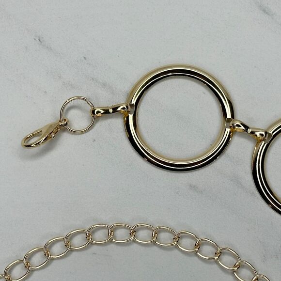 Womens Gold Tone Hoop Chain Link Belt Y2K Festival Wide One Size (OS) ✨ - Picture 3 of 12
